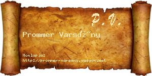 Prommer Varsány névjegykártya